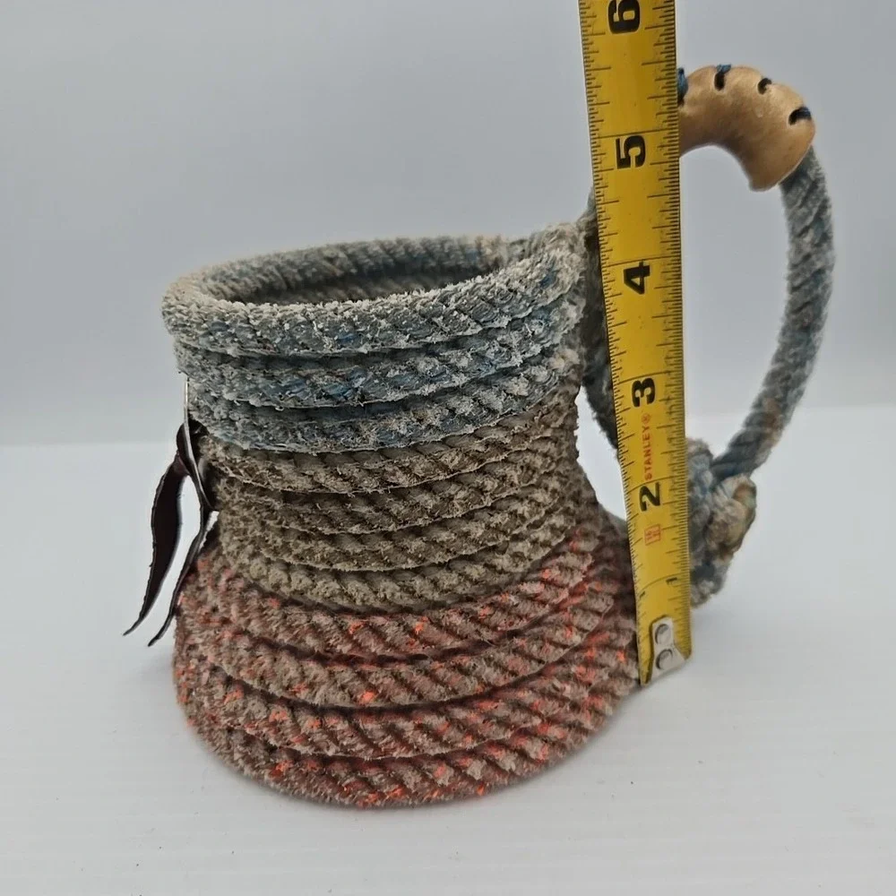 Rustic Rope‎ Wrapped Glass Mug Nautical Style Candle Holder Decor